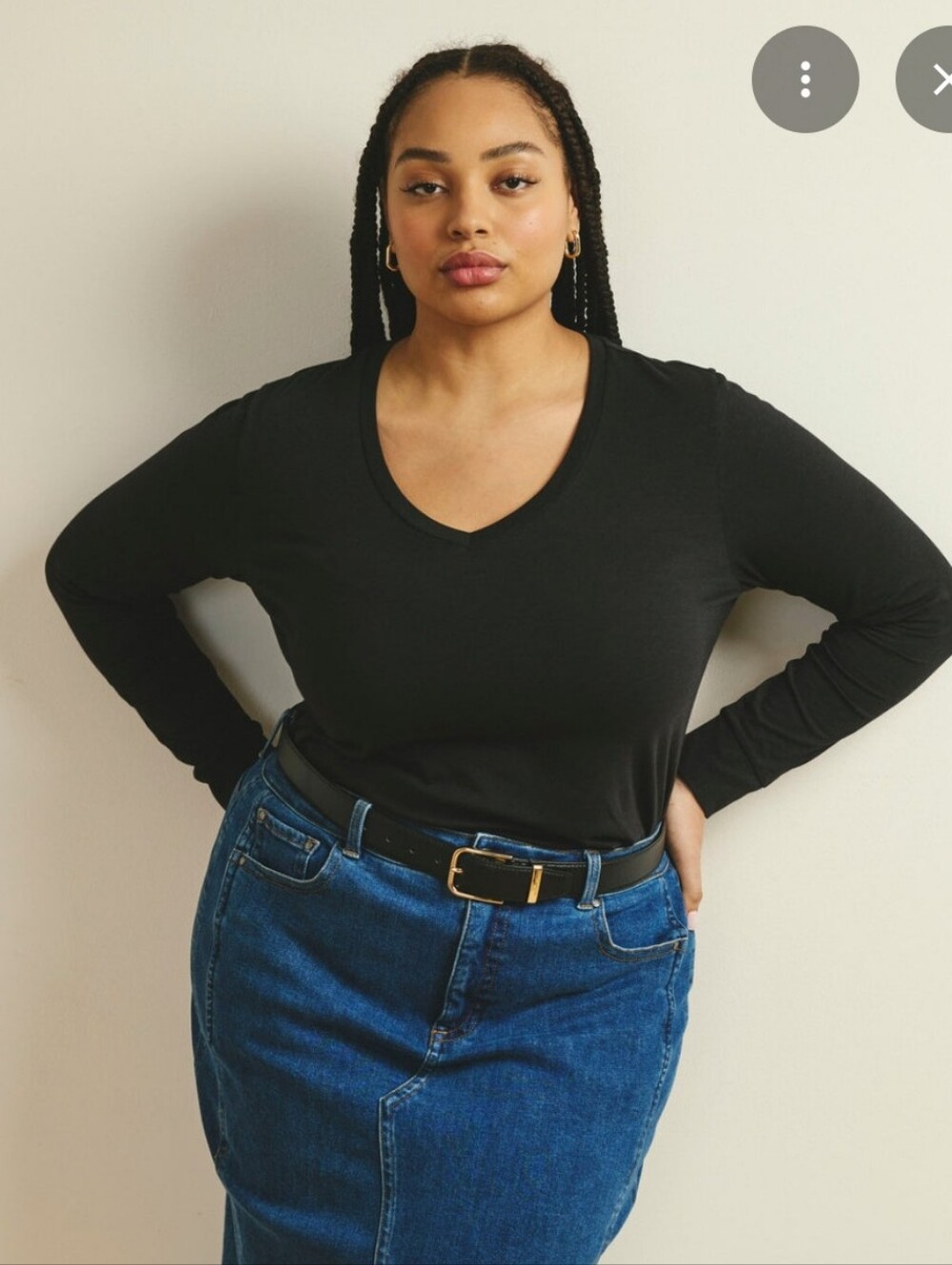 Universal Standard Black V-Neck Long Sleeve Tee